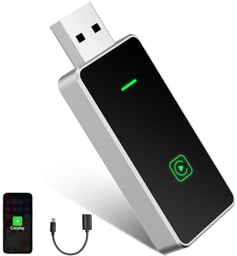 Carplay Wireless Adapter, superschnelles Upgrade von kabelgebundenem CarPlay auf kabellos, Plug and Play, Mini und stabil, kabelloser Carplay Adapter für Apple