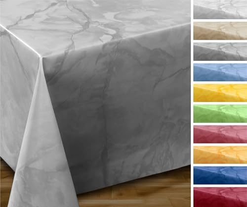 Wachstuchtischdecke abwischbar, OVAL RUND ECKIG, fleckenabweisende Gartentischdecke Marmorstein, zuschneidbare Wachstuch Tischdecke (Eckig 140x100 cm, Grau)
