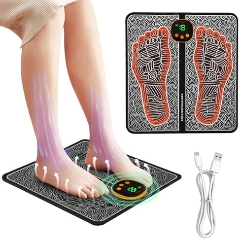XULIERUX EMS Fußmassagegerät, USB Elektrisches Fußmassagegerät, 8 Modi und 19 Einstellbare Frequenzen, Förderung der Durchblutung, Linderung von Muskelverspannungen
