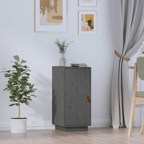 KTHLBRH Sideboard Grau Schrank gartenschrank for Büro Wohnzimmer 34x40x75 cm Massivholz Kiefer
