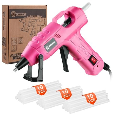 DEKOPRO Heißklebepistole 20 W, Mini-Silikonpistole, Heißklebepistole mit 30 Heißklebesticks 7mm Klebesticks, für DIY, Kunst, Büro, Verpackung, Reparaturen, Zuhause,Basteln Rosa