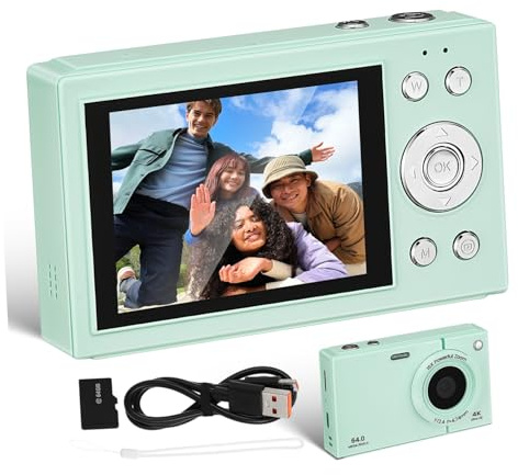 HEALSOPTHY Appareil Photo Numérique Rétro Vert avec Zoom Mémoire Go Intégrée Compact et Portable pour Filles et Étudiants Connectivité WiFi pour Partage Instantané