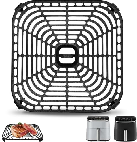 Air Fryer Grill Pan for COSORI Air Fryer TurboBlaze 6L, Non-Stick 8.9’’*8.9’’Square Air Fryer Rack Replacement Parts Accessories Grill Plate Crisper Plate Tray with Rubber Bumpers, Dishwasher Safe