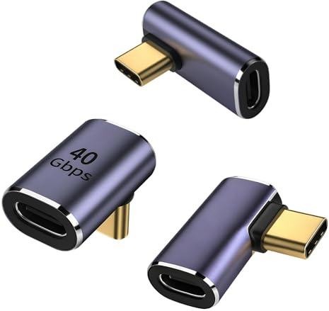 3 USB-C Winkelstecker 90 Grad USB 4.0 Winkel Adapter 8K Eckadapter 40Gbps | 90 Winkel Adapter Set Con Datenübertragung Ladefunktion Videoausgabe für iPhone Sumsung Laptop Tablet Smartphone Typ C Geräte