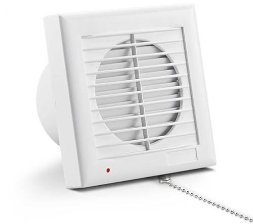 HUGOOME 150 mm 18W 320m³/h Extractor Fan with Shutter and Pull Chain Switch, Window and Wall Fan for Kitchen, Bathroom, Conservatory, Garage - 6 inches