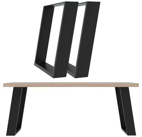 HAGO24 | Tischkufen 2er Set | schräg 80 Grad | Tischbeine | Schwarz | 40x43cm | Stahl | Bankfüße | Möbelbeine | Bankkufen | DIY | Wohnzimmertisch | Sitzbank
