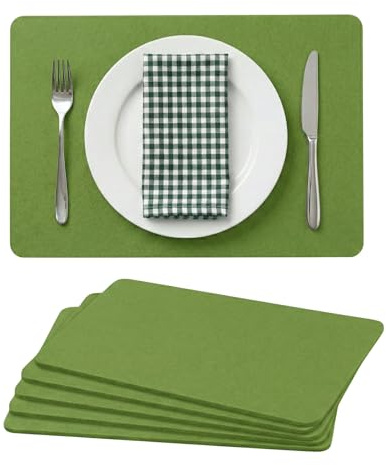 G.schmückt Platzsets Filz 6er Set, Abwaschbares Tischset, Filztischunterlagen hitzebeständig, Moderne Platzdeckchen 45x30cm (grün)