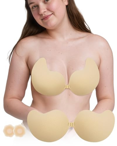KSang Reggiseno senza spalline senza spalline per seno grande, adesivo invisibile adesivo per grandi busti, taglie forti e abito da sposa