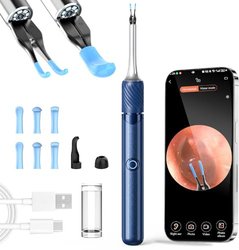 Ohrenschmalz Entferner Otoskop, AZHE 1080P Ohrenreiniger, 3.2mm Ohrreiniger mit Pinzette, Wi-Fi Ohren Reinigung, IP67 Wasserdicht Ohrreiniger für iPhone, iPad und Android-Smartphones