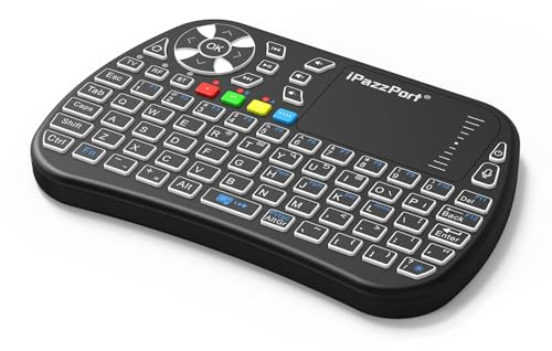Mini tastiera wireless con touchpad, 2.4G e telecomando Bluetooth Air Mouse, tastiera portatile ricaricabile retroilluminata RGB per Android TV Box, PC, Mac, HTPC, Nvidia Shield