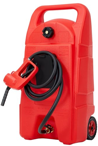 57L Réservoir Carburant Avec Roues, Jerrican Essence Avec Tuyau 3 m, Rouge | Pompe Manuelle De Transfert, Diesel Portable En HDPE, Pour Voiture ATV Bateau Tracteur Générateur