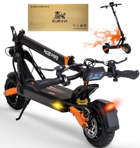 Kukirin E-Scooter mit Straßenzulassung für Erwachsene, Reichweite 35 Meilen, Doppelfederung, faltbar, 9 Zoll Reifen, Lenkerhöhe verstellbar, max. 20°, 120kg Tragkraft,ideal für Stadt & Offroad Pendeln