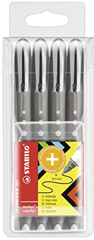 Tintenroller - STABILO worker+ colorful - medium - 4er Pack - schwarz
