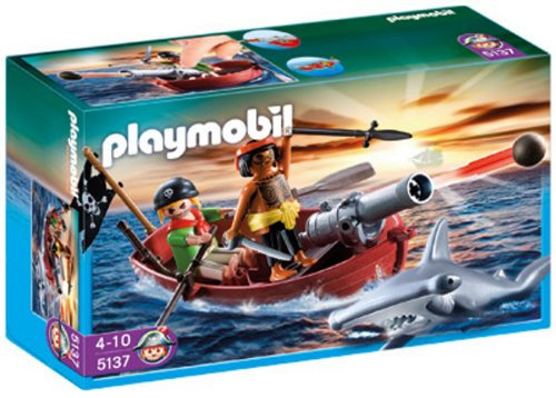 Playmobil - 5137 - Jeu de Construction - Barque des Pirates avec Requin-Marteau