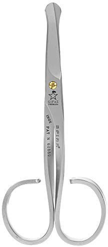 Gifaz - Nasenhaarschere, gerade Klinge, vernickelt, professionell, Made in Italy (Gerade Klinge | Edelstahl | 100 mm)