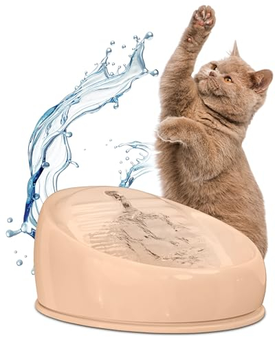 Lucky-Kitty Trinkbrunnen für Katze braun I Katzenbrunnen Keramik Handarbeit, hygienisch I Kein Aufladen, kein Filter-Tausch I Trinkbrunnen leise & energiesparend I Wasserspender Katzen plastikfrei