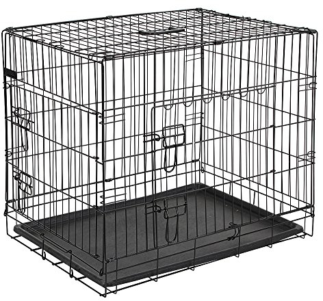 Kerbl Gittertransportbox (Länge x Breite x Höhe 92 x 63 x 74 cm, mit zwei Türen, stabile Gitterbox für Hunde) 81366