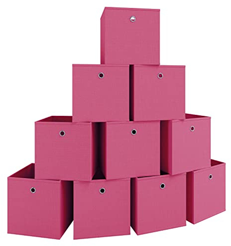 VCM 10er Set Faltbox | Klappbox Stoff Kiste | Faltschachtel | Maße ca. H. 28 x B. 27 x T. 27 cm | Regalbox - Boxas