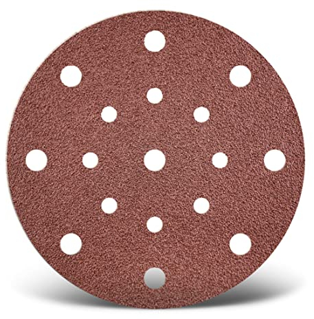 MENZER Red Disques abrasifs auto-agrippants, 150 mm, 17 trous, p. Ponceuses excentriques, Corindon normal (Lot de 50) G40