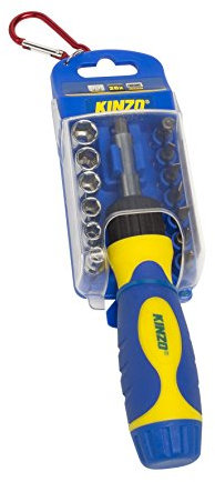 Kinzo 56408 Steckschlüssel-Set, kompakt, 26-teilig, mehrfarbig