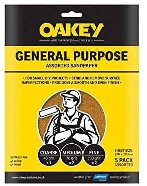 Oakey Glasspaper Sanding Sheets Coarse Pack of 5