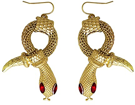 W WIDMANN MILANO Party Fashion 03573 - Ohrringe Schlange, mit roten Schmucksteinen, Schmuck, Ägypten, Cobra, Antike, Karneval, Halloween, Kostüm