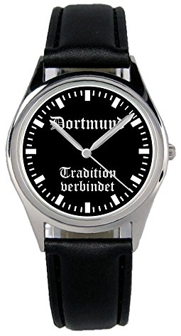KIESENBERG Armbanduhr Dortmund Geschenk Artikel Idee Fan Damen Herren Unisex Analog Quartz Lederarmband Uhr 36mm Durchmesser B-1953