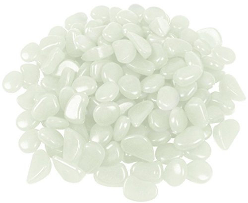 Glow in the Dark Garden Pebbles 150pcs Outdoor Decor Bulk Blue Eden Glow Stones DIY Walkway Driveway Fairy Decoration Luminous Rocks Aquarium Fish Tank Gravels (White in Daytime, Blue in the Dark)