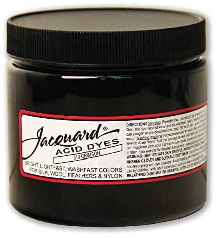 Jacquard Acid Dye - Crimson - 8 Oz Net Wt - Acid Dye for Wool - Silk - Feathers - and Nylons - Brilliant Colorfast and Highly Concentrated