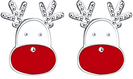 J.Endéar Ohrringe Weihnachten Elch Rentier Silber 925 Ohrstecker Kleine Ohrringe Weihnachten für Damen Mädchen Kinder Geschenke, Nickelfrei