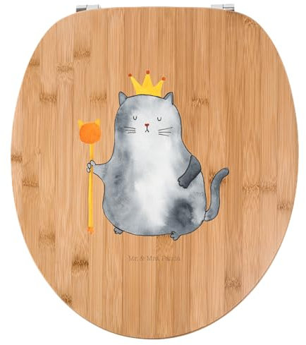 Mr. & Mrs. Panda Motiv WC Sitz Katze König - Geschenk, Toilettendeckel, WC-Sitz, Katzenhalter, Katzensouvenirs, Katzenfreund, Klobrille, Krone,