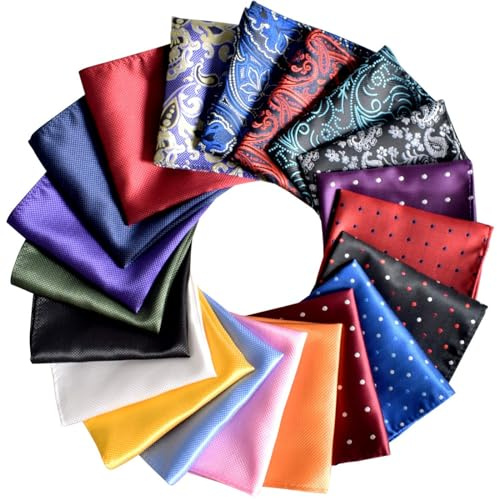 Jeatonge Pocket Squares for Men 10x10 Inch, 20 Pack handkerchiefs Set