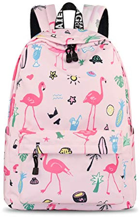 YANAIER Waterproof School Backpack for Girls Teens Cute Print Bookbag Laptop Backpack Women Travel Casual Daypack Pink Flamingo