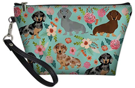 chaqlin Damen Kosmetiktasche für unterwegs, florales Corgi-Motiv, große Make-up-Aufbewahrung, Reise-Organizer, Kulturbeutel, für Accessoires, Kosmetikartikel