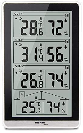 Technoline WS 7060 Temperaturstation, inkl. 3 Sensoren (Weiss-schwarz mit Batterien)