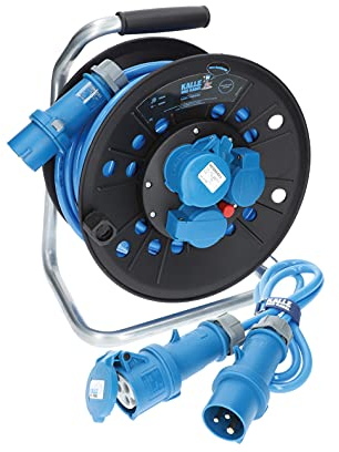CEE-Campingkabeltrommel Kabeltrommel KTP Campingkabel Wohnmobil-Kabel Caravantrommel Polyurethan H07BQ-F 3G 2,5mm² 25 Meter im Set mit Anschlussleitung 1,5 Meter von KALLE DAS KABEL