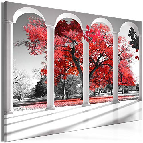 murando - Tableau décoratif paysage 90x60 cm - Impression sur toile colorée - Décoration murale pour salon et chambre - Marron rouge - Architecture des arbres colonnes nature c-C-0358-b-a