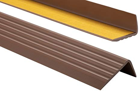 PVC Treppenkantenprofil Selbstklebend Winkelprofil Anti-Rutsch Treppenkante 41x25mm 2m, Braun
