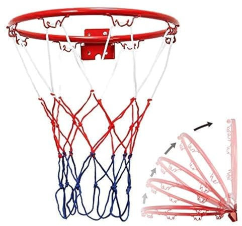 Panier de Basket-Ball et Filet de Basket-Ball, Panier Mural en métal à Suspendre, Mini Cerceau de Basket-Ball avec Anneau et Filet, But de Suspension Portable pour intérieur et extérieur (diamètre 32