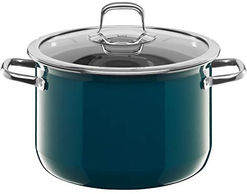 Silit Compact Kochtopf groß, 24 cm, Glasdeckel, Fleischtopf Induktion 5,9l, stapelbar, Silargan Funktionskeramik, petrol