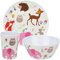 alles-meine.de GmbH 3 TLG. Geschirrset - Waldtiere & Zootiere - Elefant - REH - Eule - BPA frei - Melamin - Trinkbecher + Teller + Müslischale - Kindergeschirr - Kunststoff Plast..