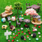 Skylety 64 Stück Feengarten Zubehör Miniatur Deko Garten Wichtel Frühling Zubehör Mini Tiere Figuren für Puppenhaus Dekoration Ostern DIY Gartendeko
