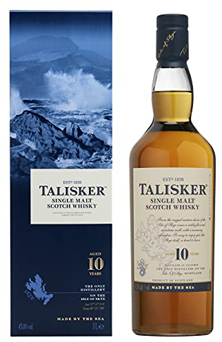 Talisker Talisker 10 Jahre Single Malt Scotch Whisky – In traditioneller Geschenkbox – 1 x 1L Single Malt Whisky (1 x 1 l)