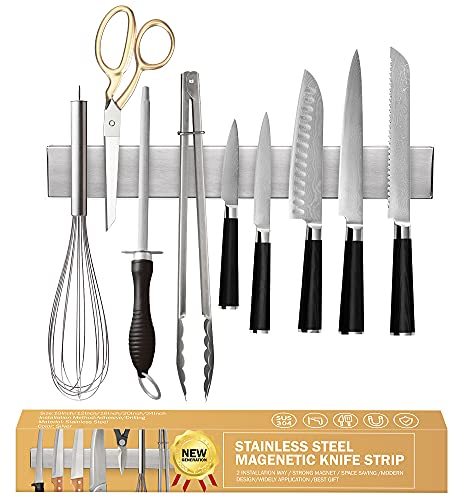 30cm(12inch) Magnetischer Magnetleiste Messer Ninonly Magnetleiste Selbstklebend für Wand Extra Starker Magnet Messerleiste Magnetisch Edelstahl ohne Bohren Wandmontage für Küche,Büro, Werkstatt