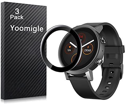 Yoomigle 3 Pack Compatible with TicWatch E3 Screen Protector Film Compatible with TicWatch E3 Smartwatch Screen Protectors Foils 3D Full Coverage Screen Cover Anti-Scratch