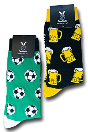 Socken - Fußball Football Basketball Tennis Mann Frau - Größe 36-46 - Strümpfe Socks Socke Strumpf lustig witzig (Stadion Set (Bier schwarz + Fußball))