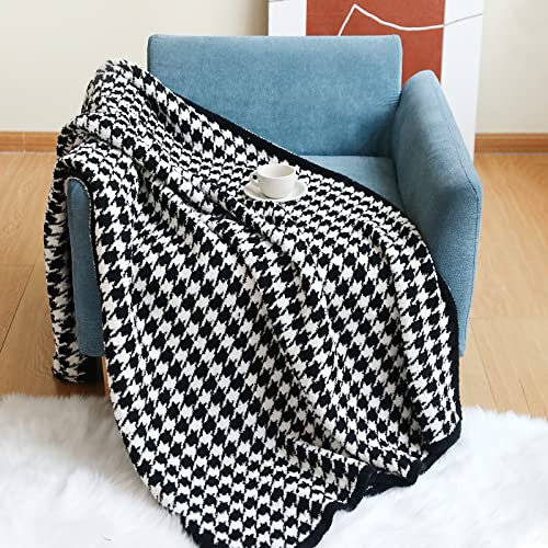 LumiSyne Fleecedecke Klassischer Einfach Stil Hahnentritt Zebra Muster Kuscheldecke Weich Überwurfdecke Für Couch Bett Warme Plüsch Auto Reisedecke 170x130cm