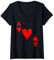 Damen Ass der Herzen Kartendeck, Halloween-Kostüm, passendes Geschenk T-Shirt mit V-Ausschnitt