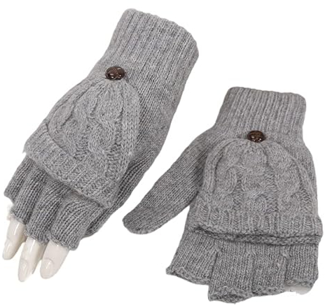 Spydge Winter Warme Strickhandschuhe Damen Handschuhe Fingerlos Warme Handschuhe mit Umklappbare Fingerkuppen in Gemeinsamen Größe für Damen Mädchen
