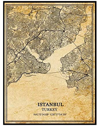 Istanbul Truthahn Wandkunst, Vintage-Druck, Poster, Leinwand, Karte, Kunstwerk, Reise, Souvenir, Geschenk, Heimdekoration, ungerahmt 9x11 inches